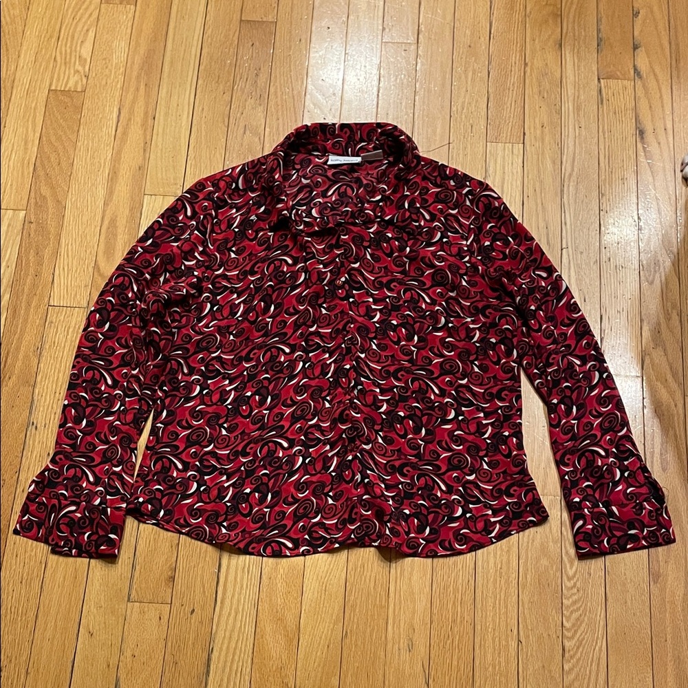 vintage 90s made in Canada Red Swirl Print Button-Up Shirt